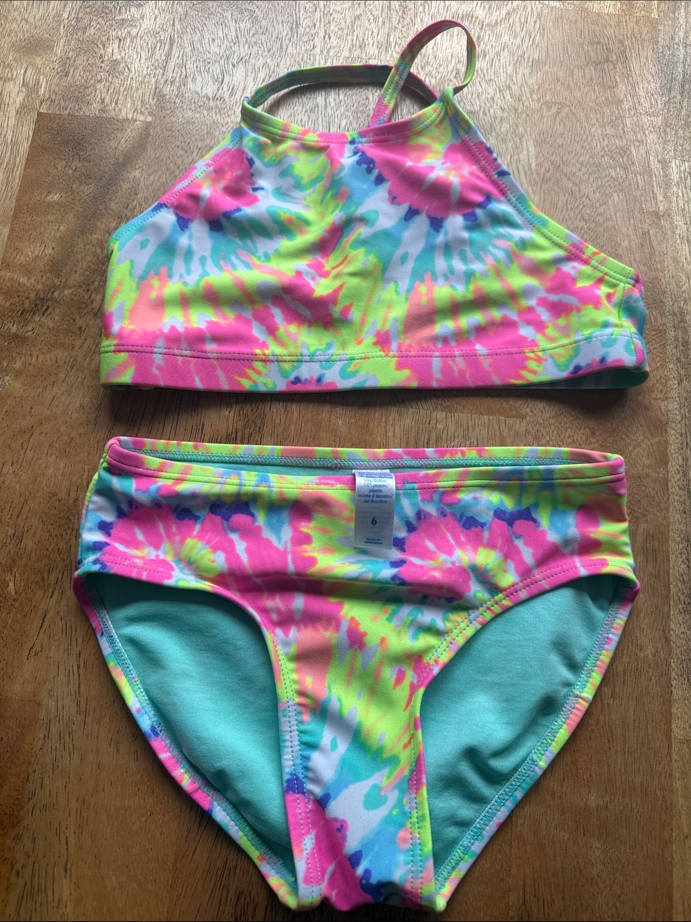 Justice Girls Neon Tie-Dye Bikini Set - Pink, Blue, Yellow, Green